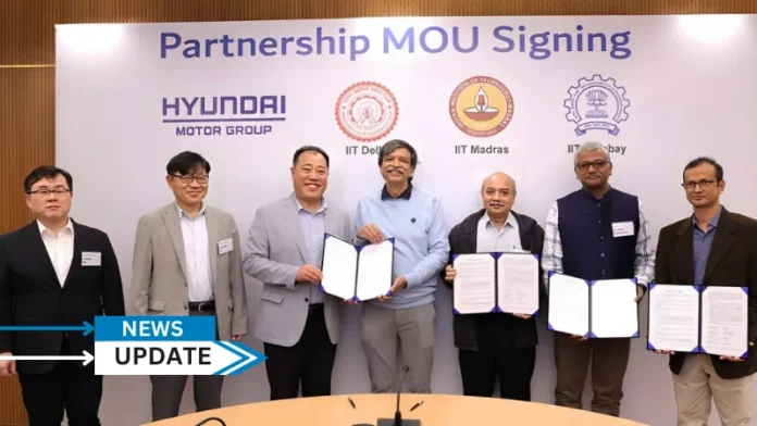 Hyundai Motor Group today announced partnerships with the Indian Institutes of Technology (IITs) to establish a collaborative research system in the fields of batteries and electrification. The three institutes include IIT Delhi, IIT Bombay and IIT Madras.