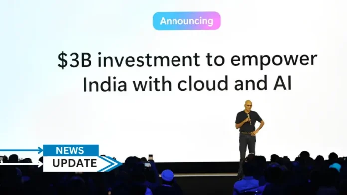 During his visit to India, Microsoft chairman and CEO Satya Nadella announced the company’s plans to invest US $3 billion in India in cloud and AI infrastructure and skilling over the next two years, including the establishment of new datacenters.