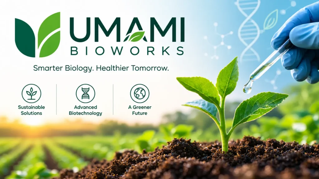 Umami Bioworks biotech seedling with pipette.