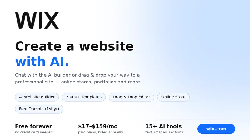 Wix AI Website Builder – Best Overall for Beginners