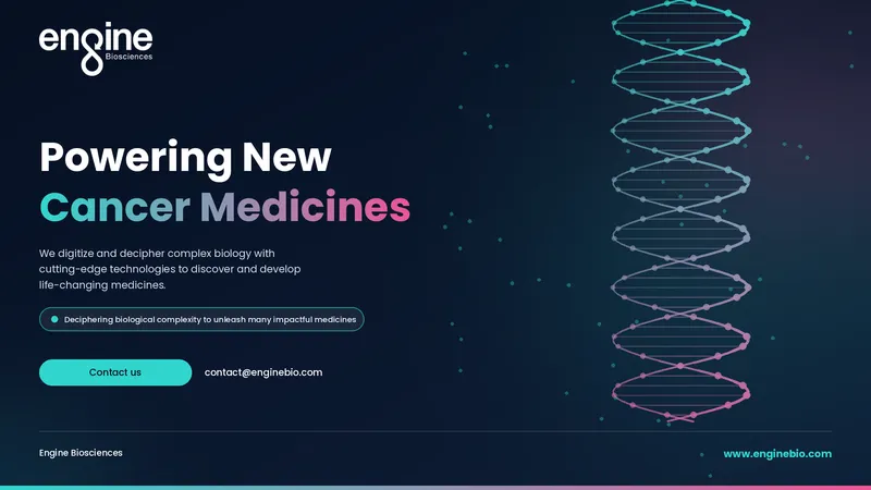 Engine Biosciences is a biotechnology company developing new cancer medicines using artificial intelligence, computational biology and experimental research.